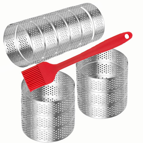 DATANYA Aros de tarta perforados 8 cm, juego de 12 para bases uniformes