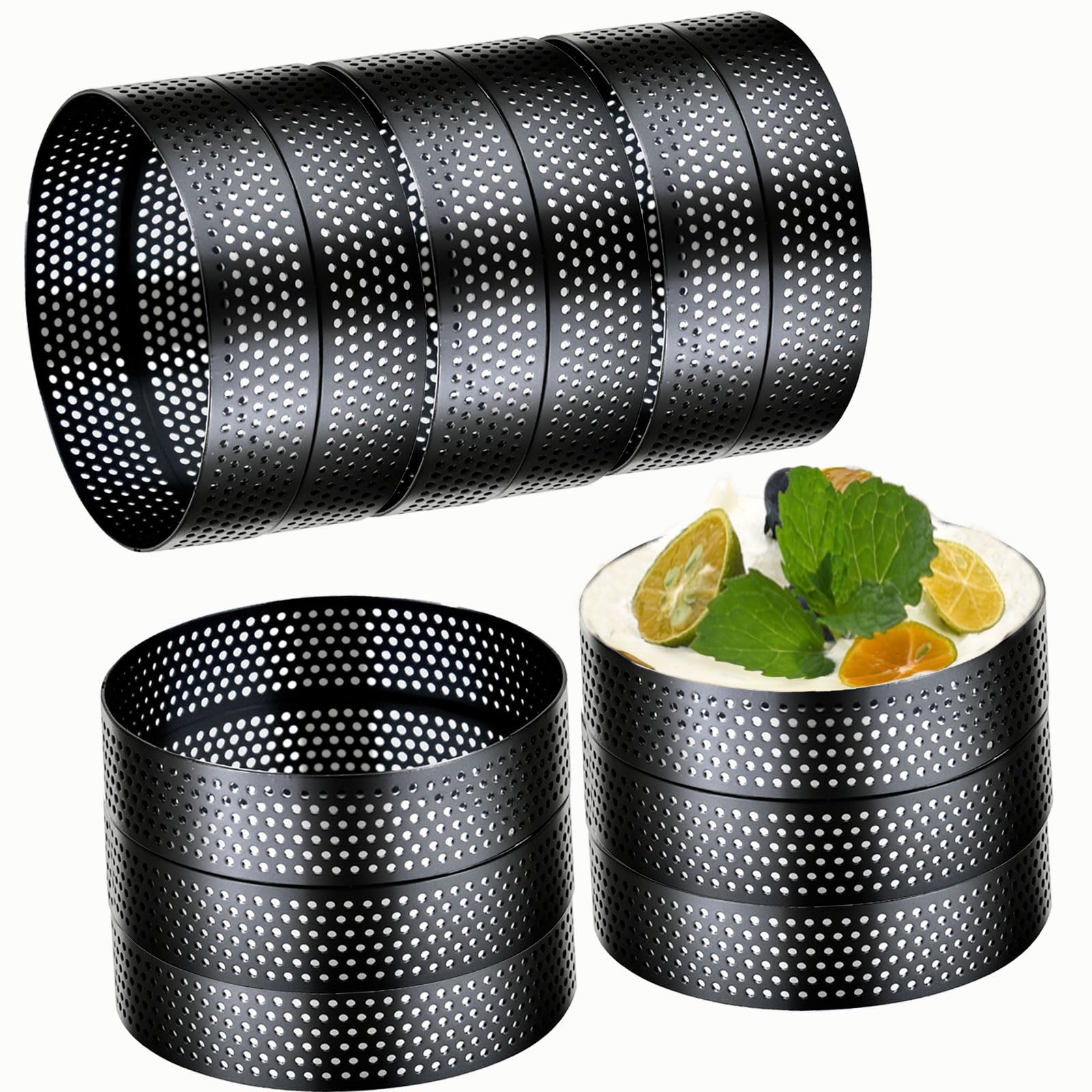 DATANYA juego de 12 anillos perforados para tartas de 8 cm, horneado uniforme
