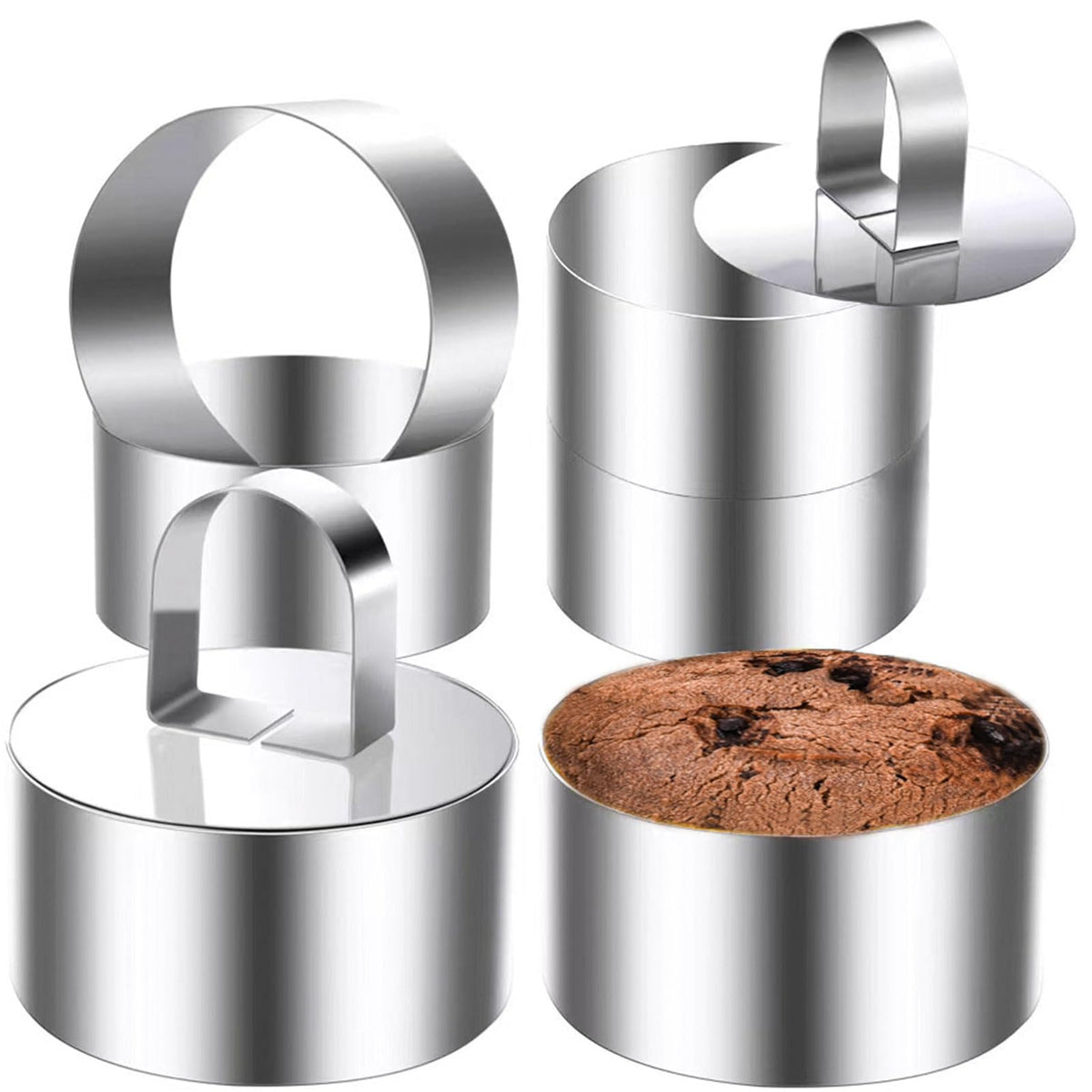 DATANYA moldes de anillo 4 pulgadas en acero inoxidable para formas uniformes