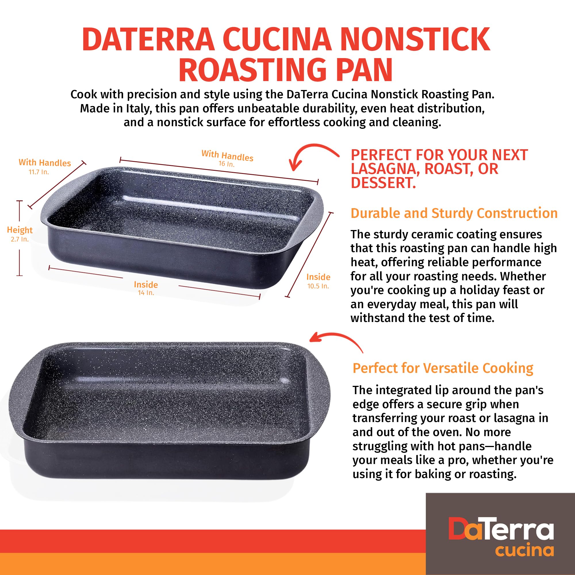 DaTerra Cucina lasaña en bandeja cerámica, desmoldado suave y horneado uniforme.