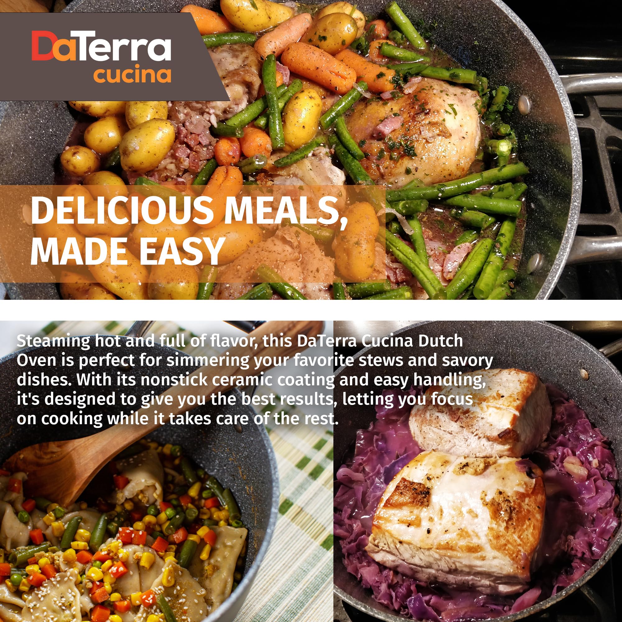 Olla DaTerra Cucina para estofados grandes, ideal para reuniones familiares.