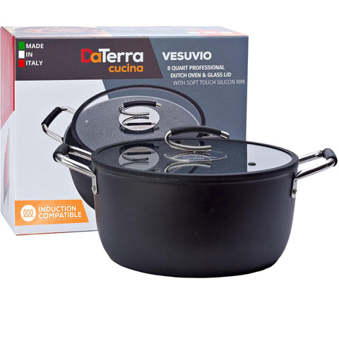 DaTerra Cucina olla cerámica 8 cuartos con tapa, rendimiento antiadherente para cocinar sin pegar.