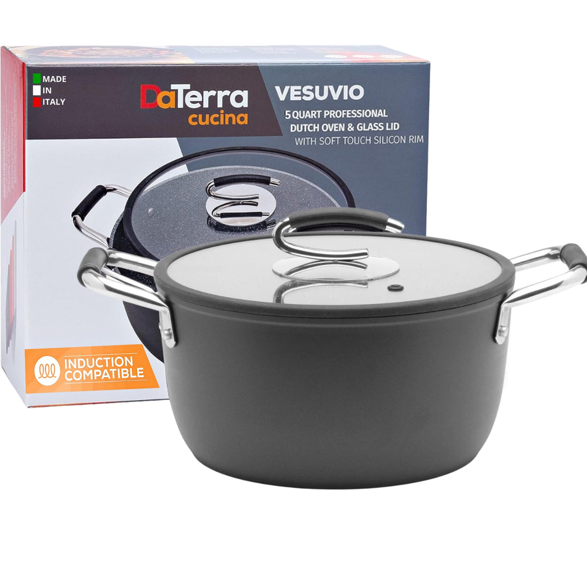 Olla DaTerra Cucina con cerámica antiadherente para cocinar sopas y guisos con mínima grasa.