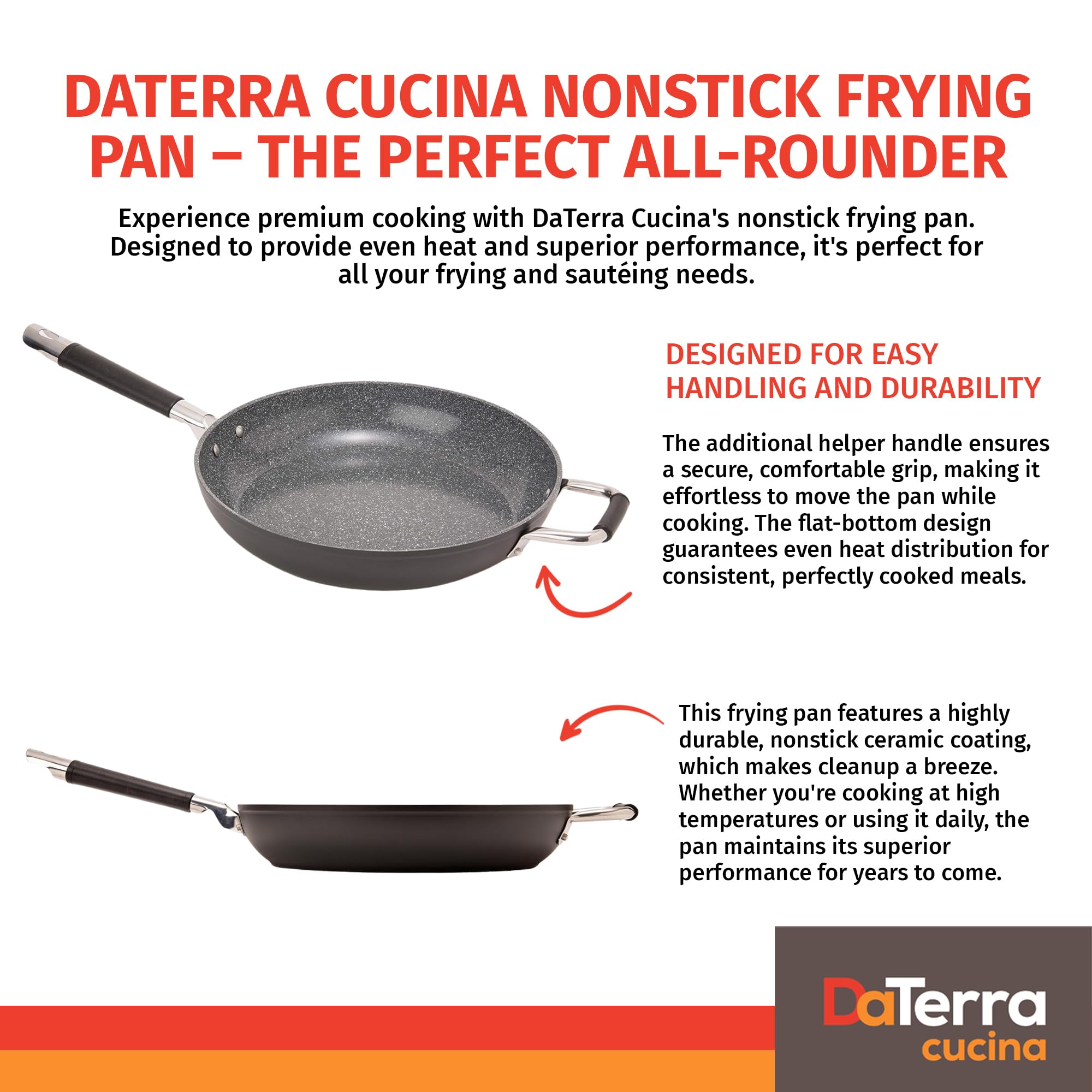 DaTerra Cucina: sartén amplia para porciones grandes y comidas familiares.