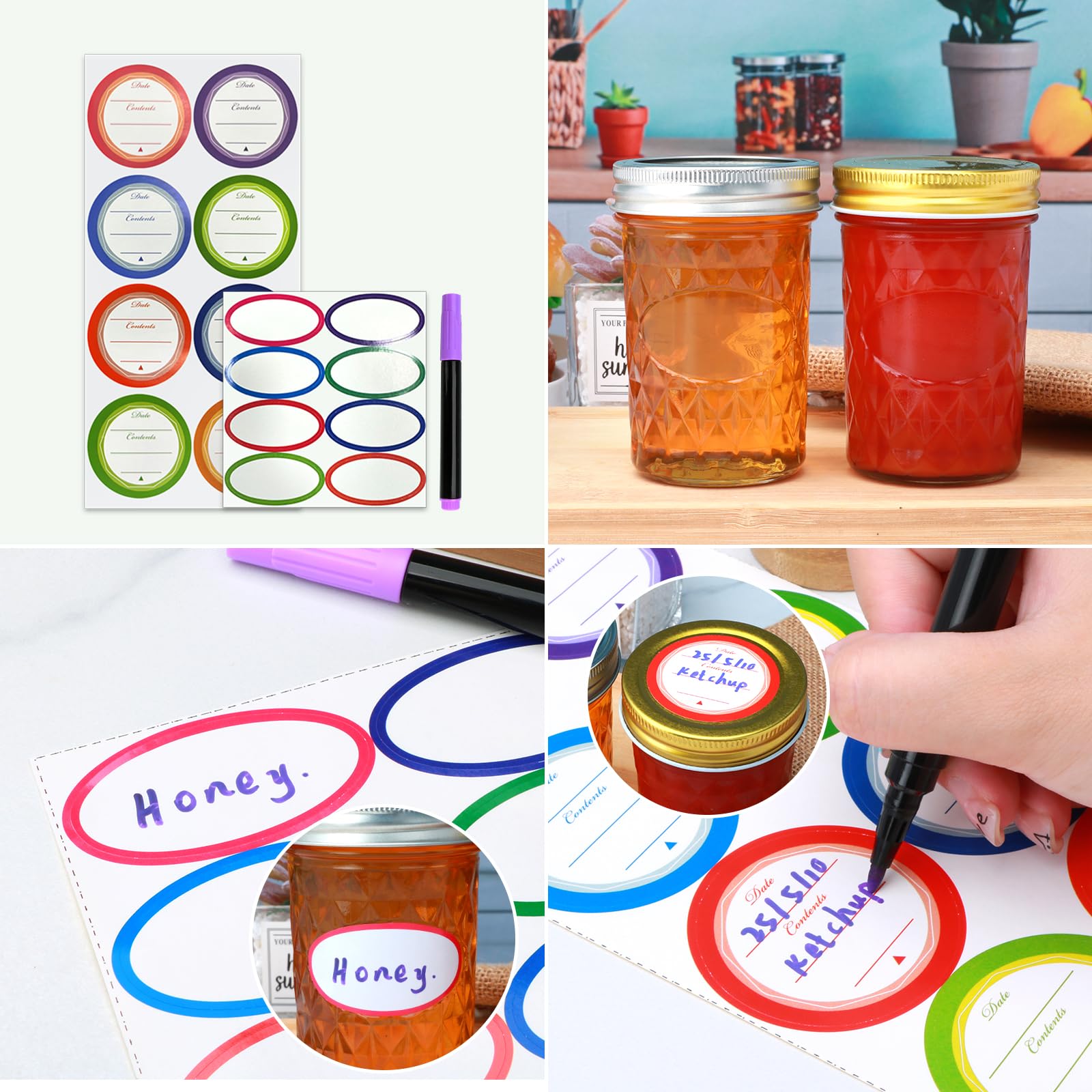Datttcc etiquetas coloridas para identificar sabores y usos