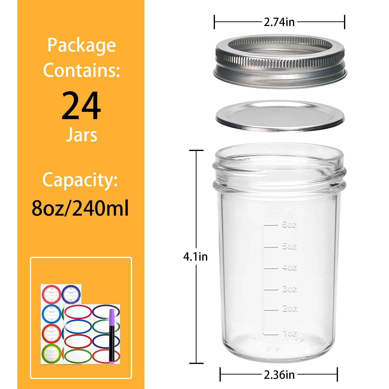 Datttcc etiquetas frascos 8oz, identifica conservas y regalos caseros.