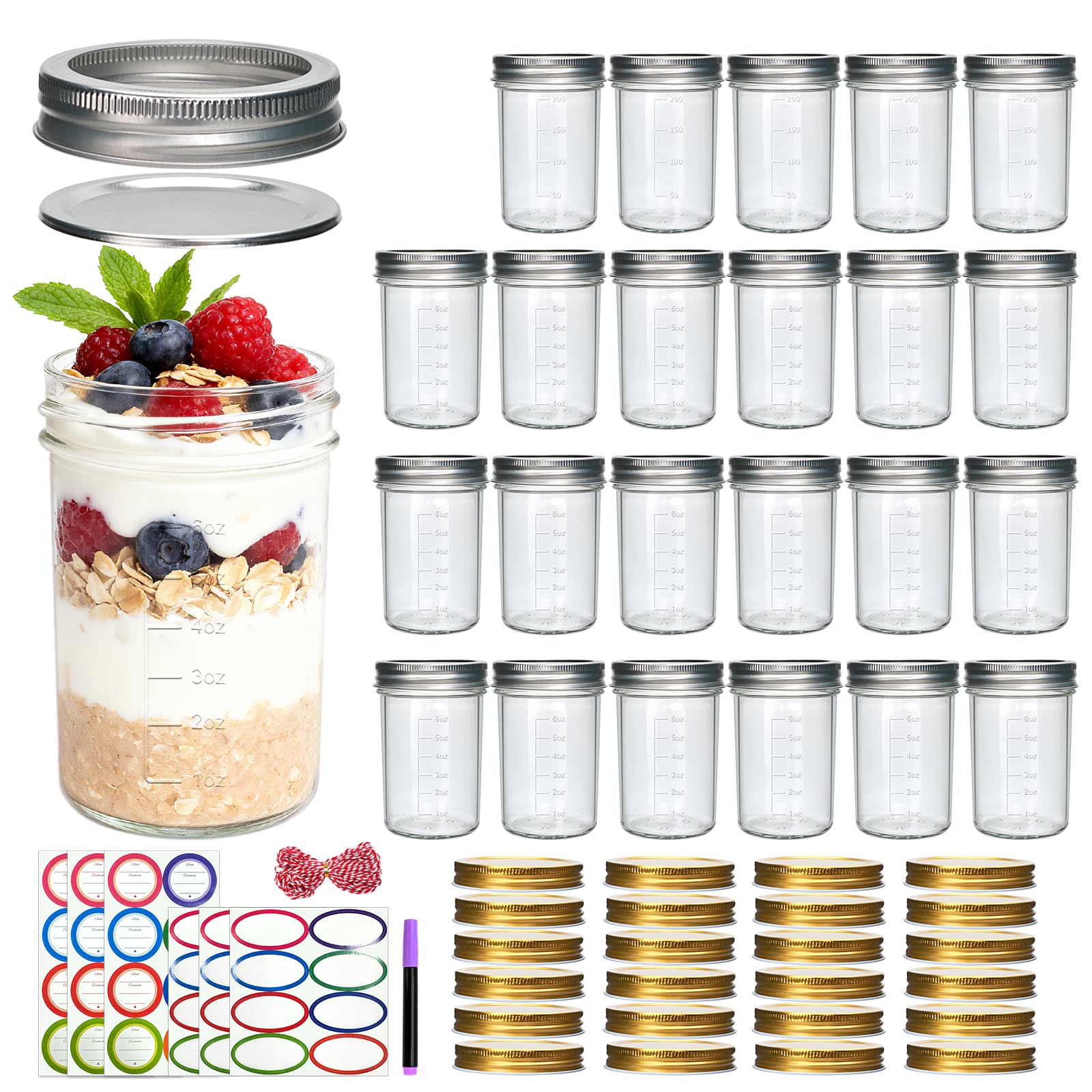 Datttcc frascos mason 8oz, frascos claros para conservar alimentos y preparaciones caseras.