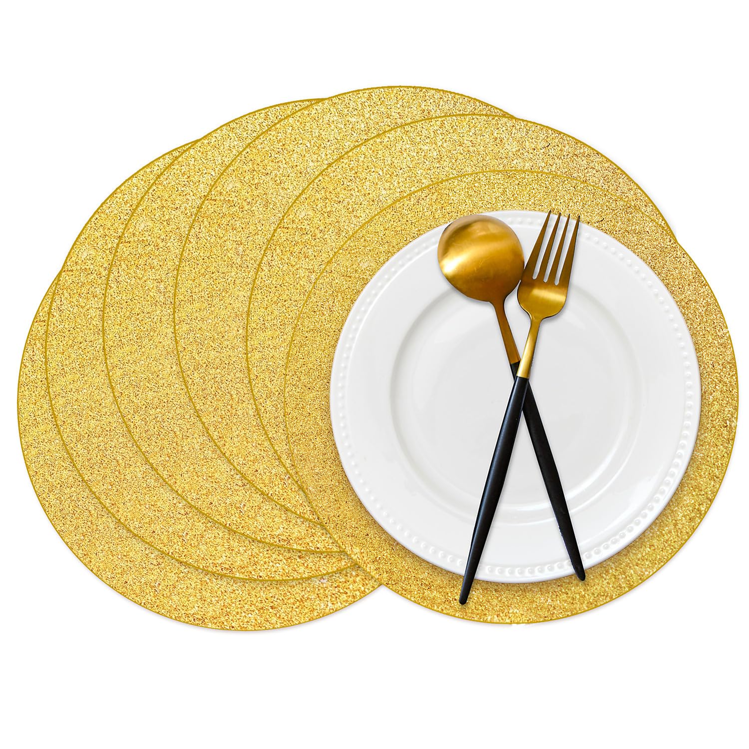 Manteles de papel dorado Datyiiha con brillo 14 pulgadas para mesas elegantes