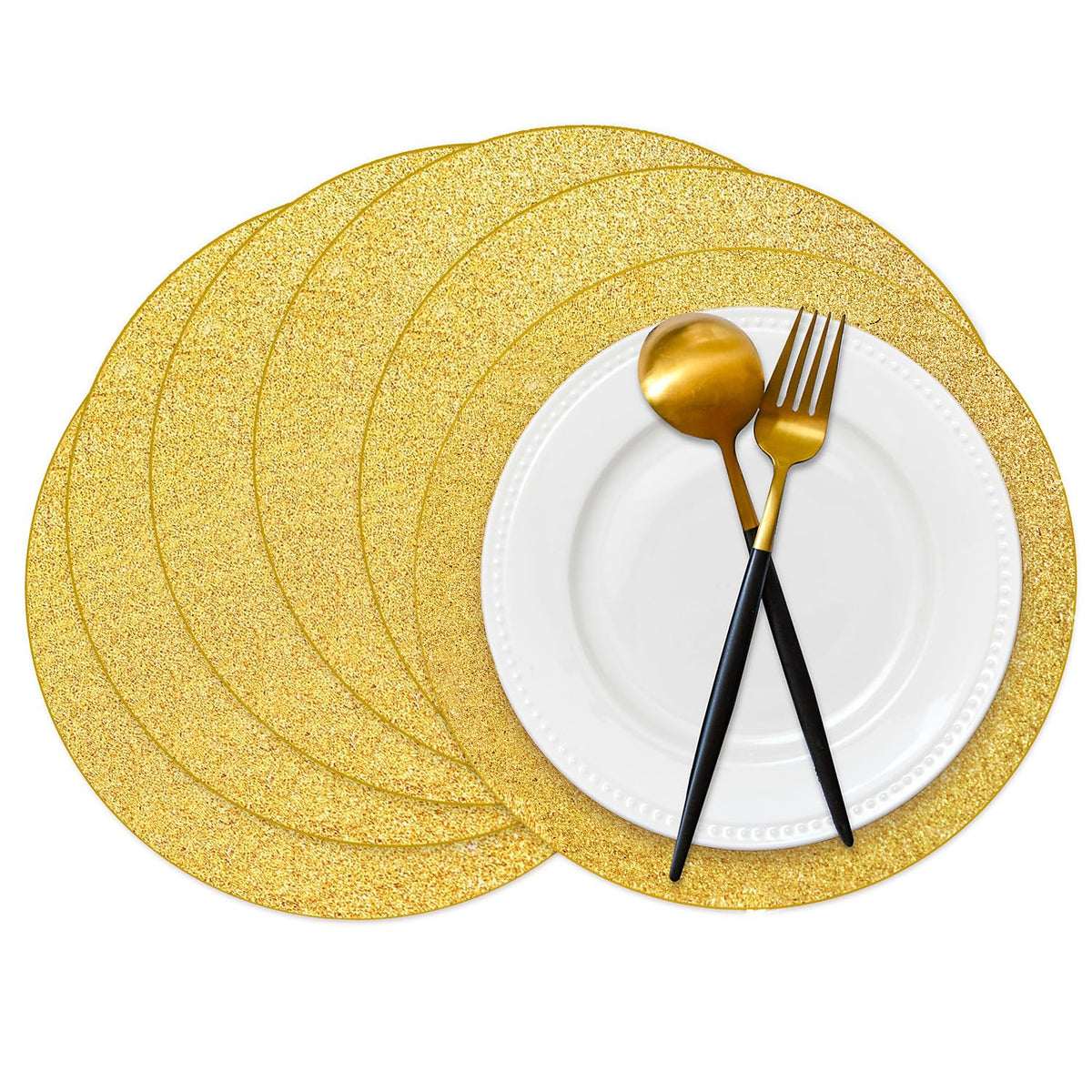 Manteles de papel dorado Datyiiha con brillo 14 pulgadas para mesas elegantes