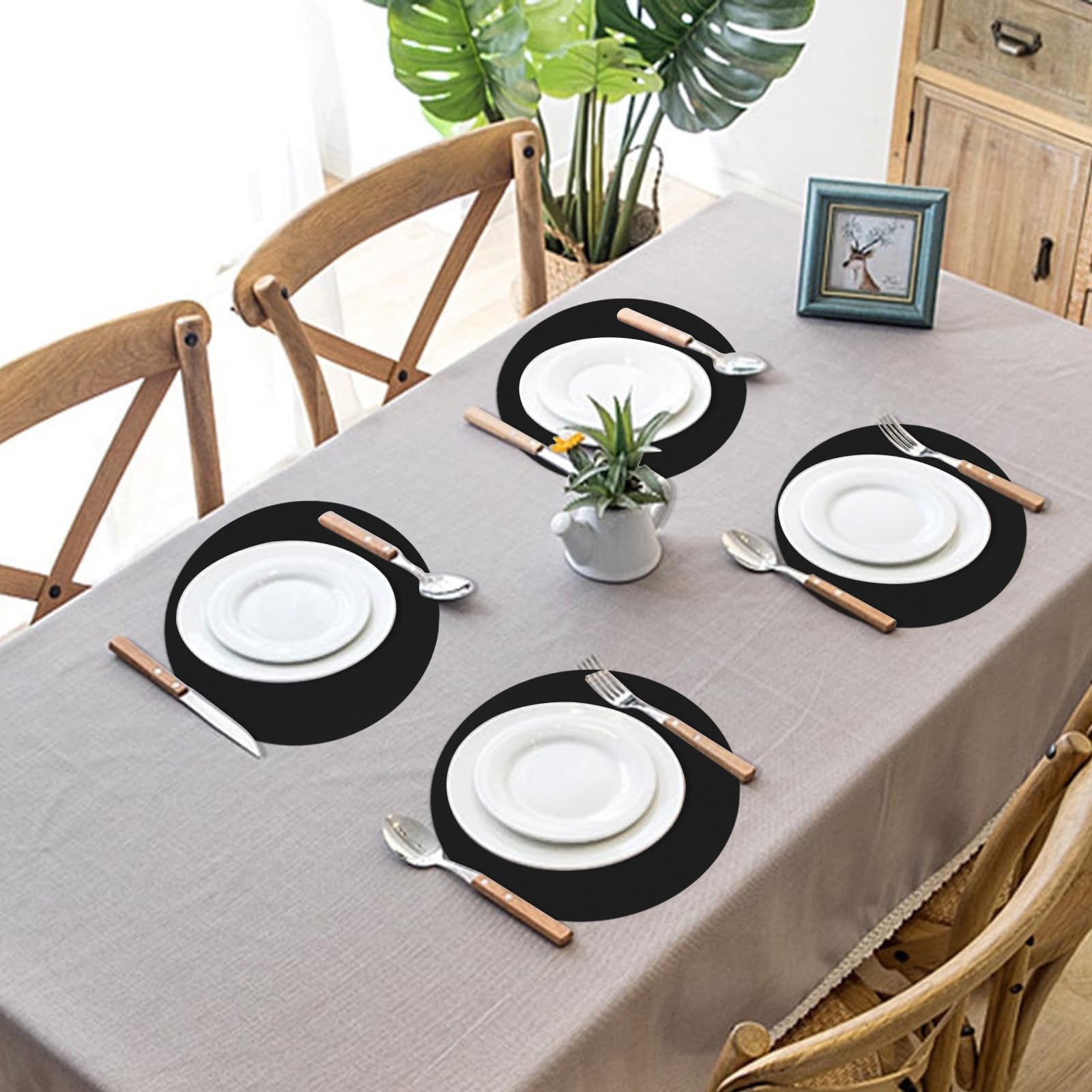 Manteles Datyiiha de papel negro, fácil limpieza tras la celebración.