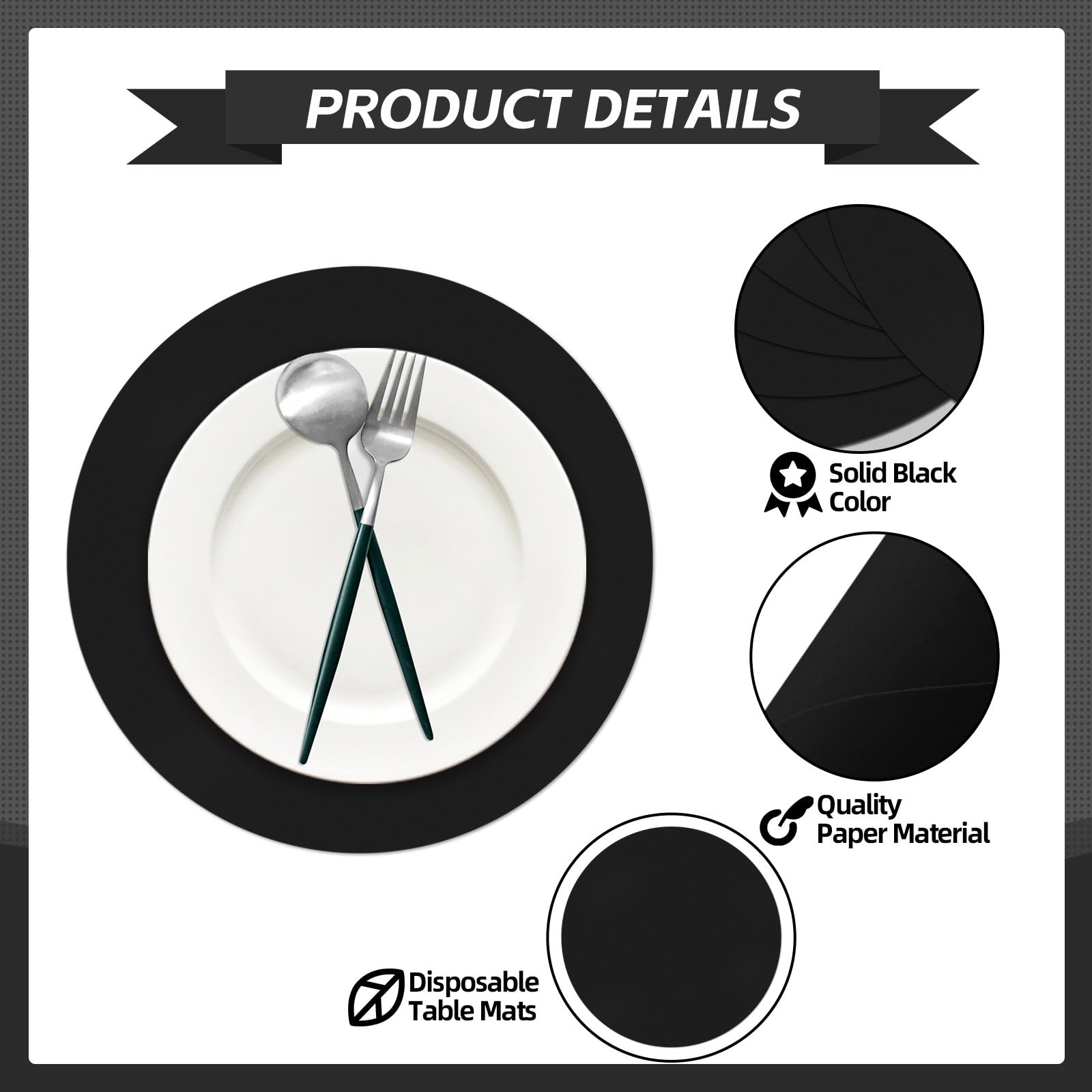 Datyiiha manteles negros para banquetes, decoración de mesa elegante.