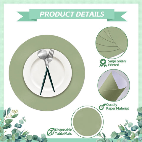 Datyiiha mantel de papel verde salvia para mesa de eventos, versátil y decorativo.