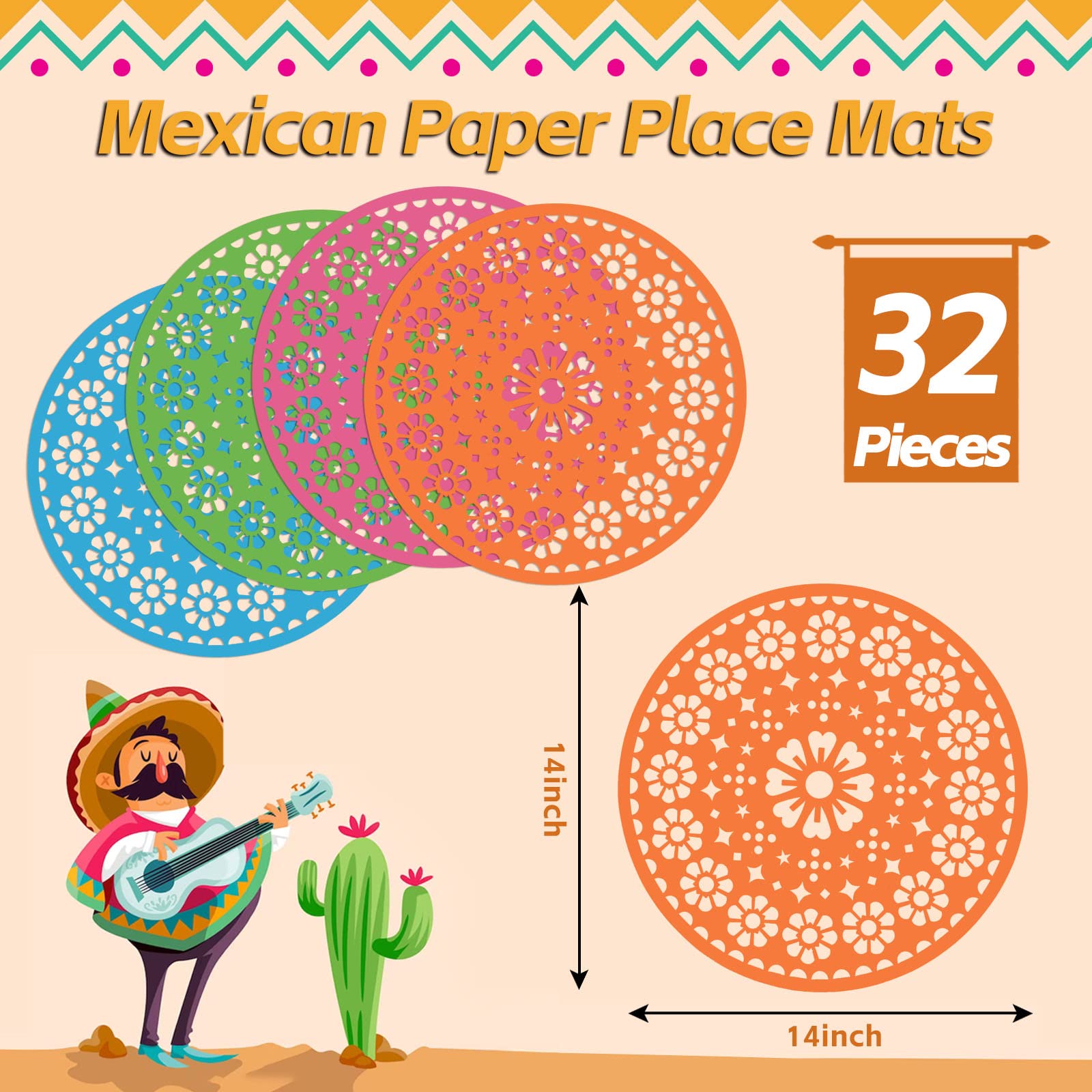 Datyiiha papel picado con diseño mexicano tradicional para fiestas.
