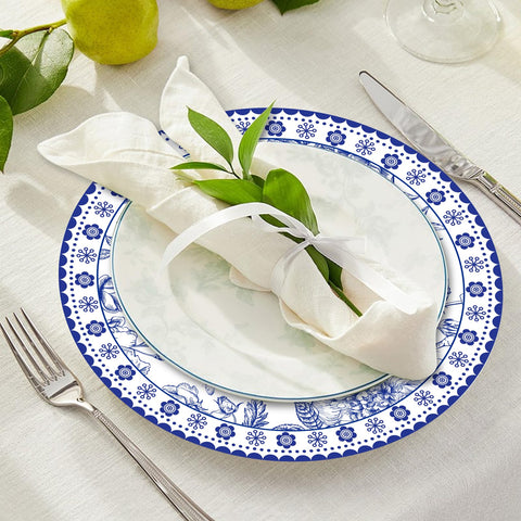 Mantel individual desechable floral azul de Datyiiha para eventos rápidos