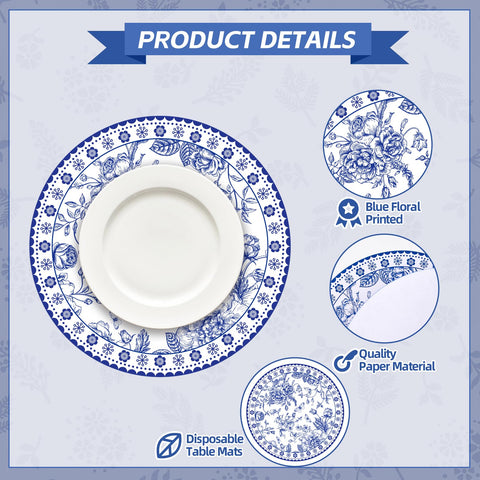 Mantel de papel azul resistente de Datyiiha, fácil de limpiar tras la comida