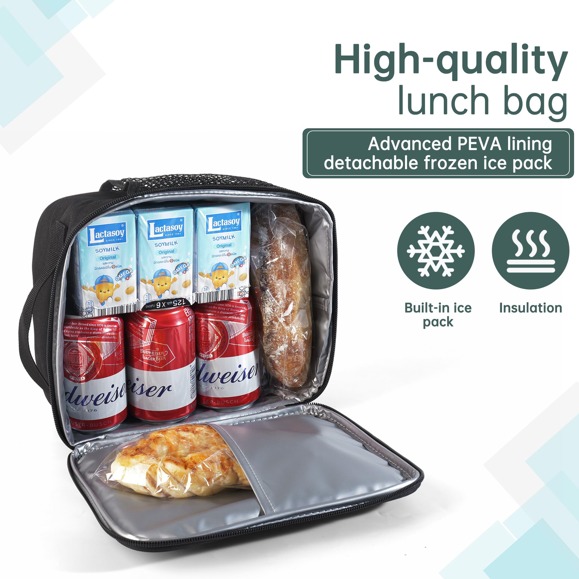 DAWAN bolsa térmica interior con paquete de hielo desmontable para mayor frescura.