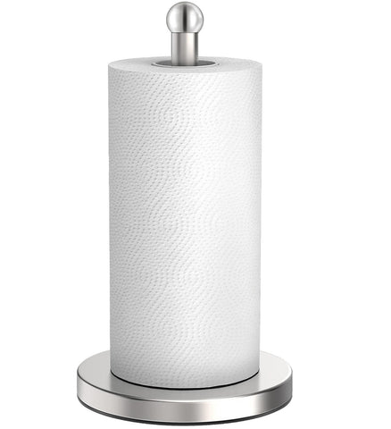 DAWNER soporte de papel cocina con acabado níquel cepillado, uso cómodo con una mano.