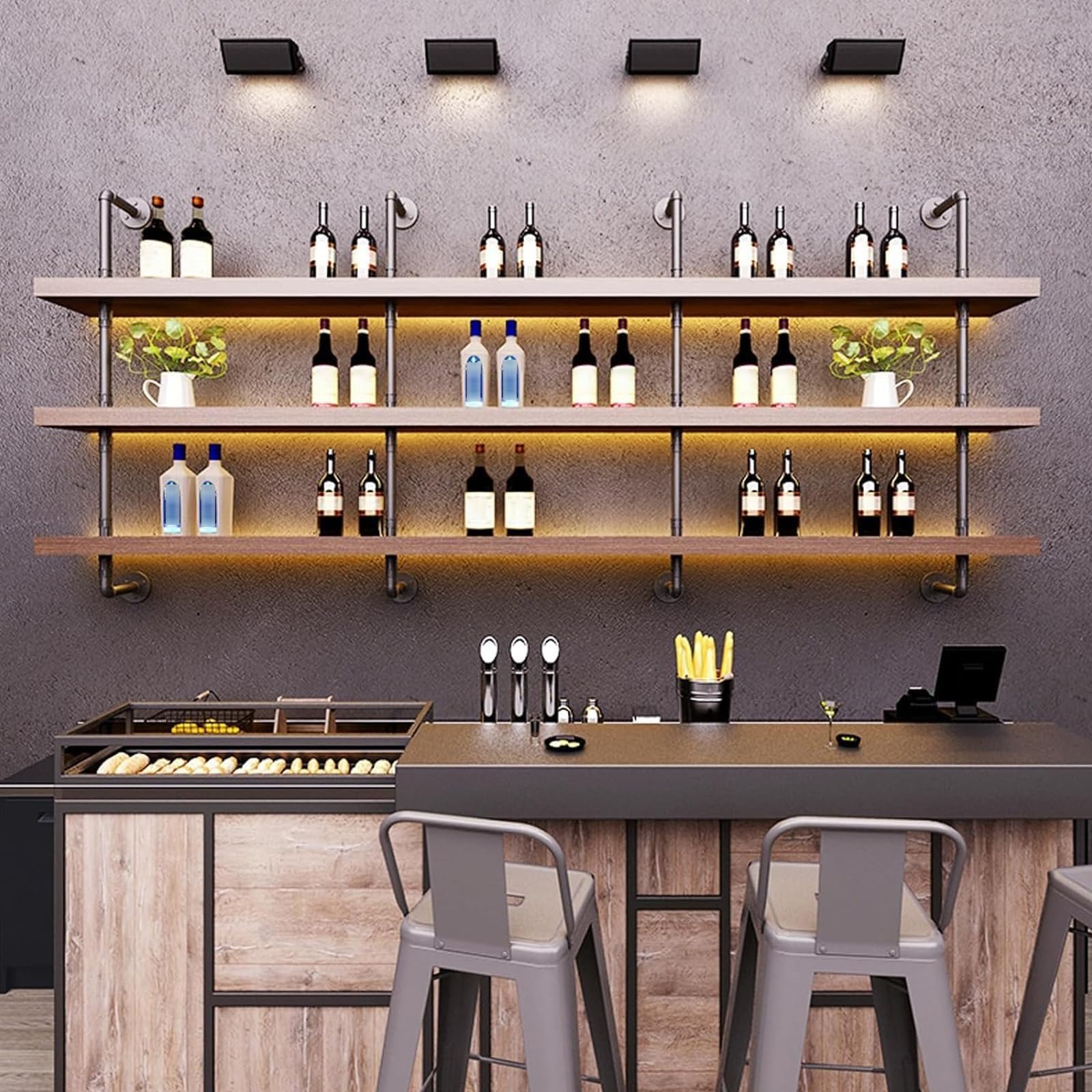 Dawselod organizador de bar cristal y botellas para el comedor.