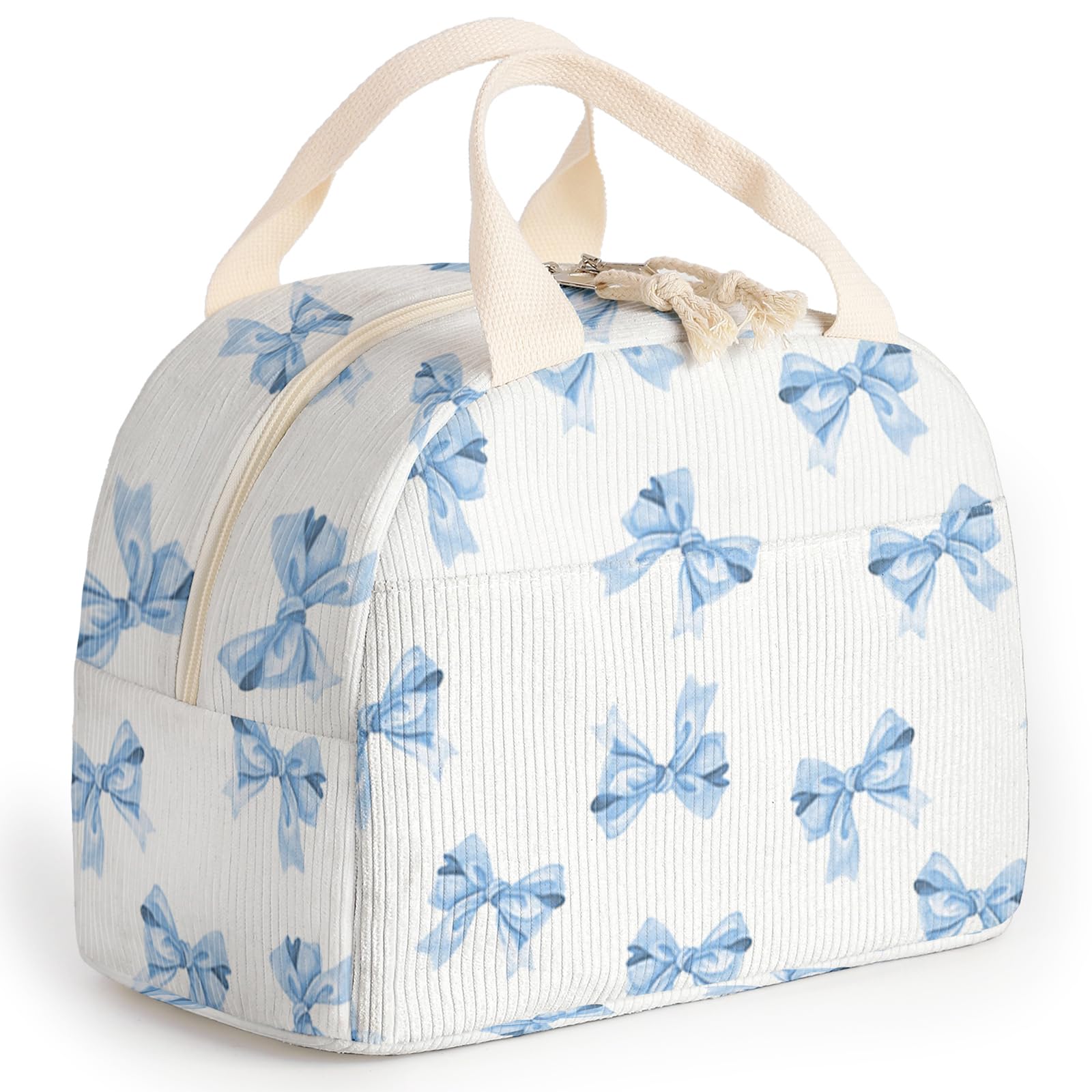 Dawuyu bolsa de almuerzo para mujer con lazo azul, ideal para uso diario