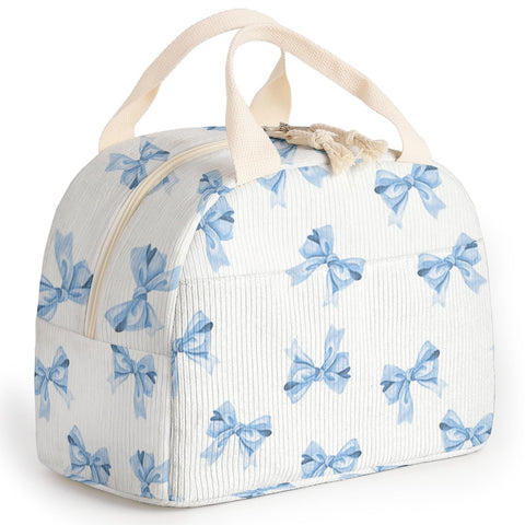 Dawuyu bolsa de almuerzo para mujer con lazo azul, ideal para uso diario