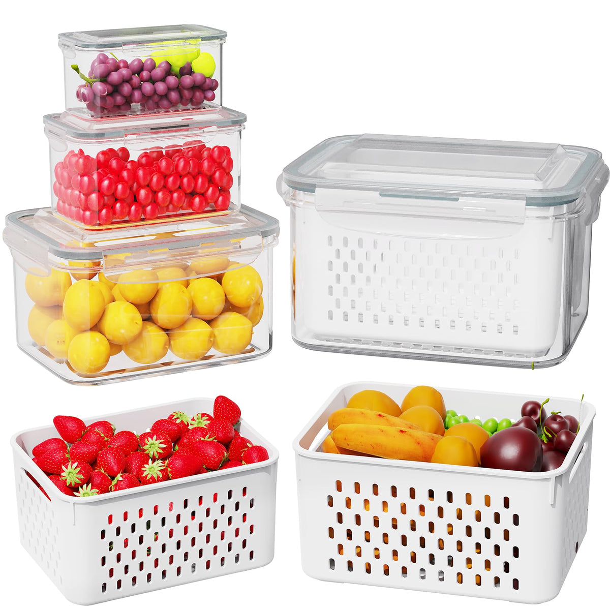 Dayacoco: juego de recipientes para frutas con drenaje que mantiene frescas en la nevera