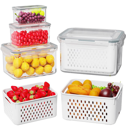 Dayacoco: juego de recipientes para frutas con drenaje que mantiene frescas en la nevera
