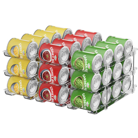 Dayacoco organizador de latas en despensa con tres niveles para acceso rápido