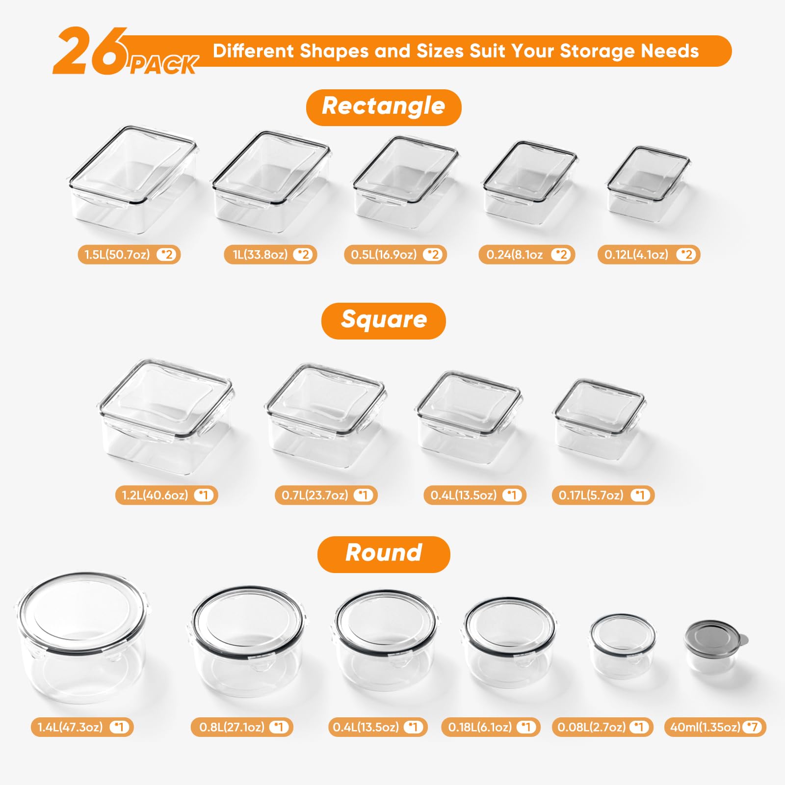 Dayacoco recipientes redondos tapas, apilables para ahorrar espacio en la cocina
