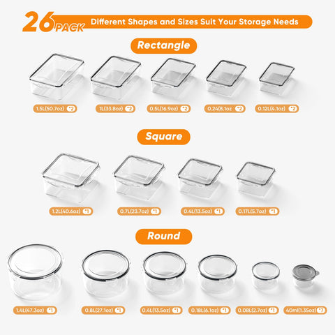 Dayacoco recipientes redondos tapas, apilables para ahorrar espacio en la cocina