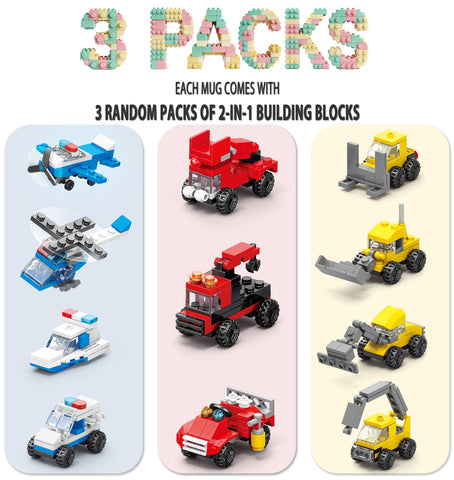 DAYMOO taza con bloques 2 en 1, ideal para niños y adultos creativos