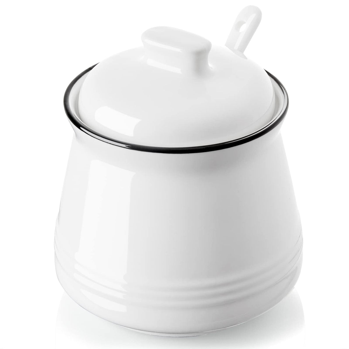  DAYYET azucarero cerámico con tapa y cuchara, 354 ml, ideal para la barra de café.