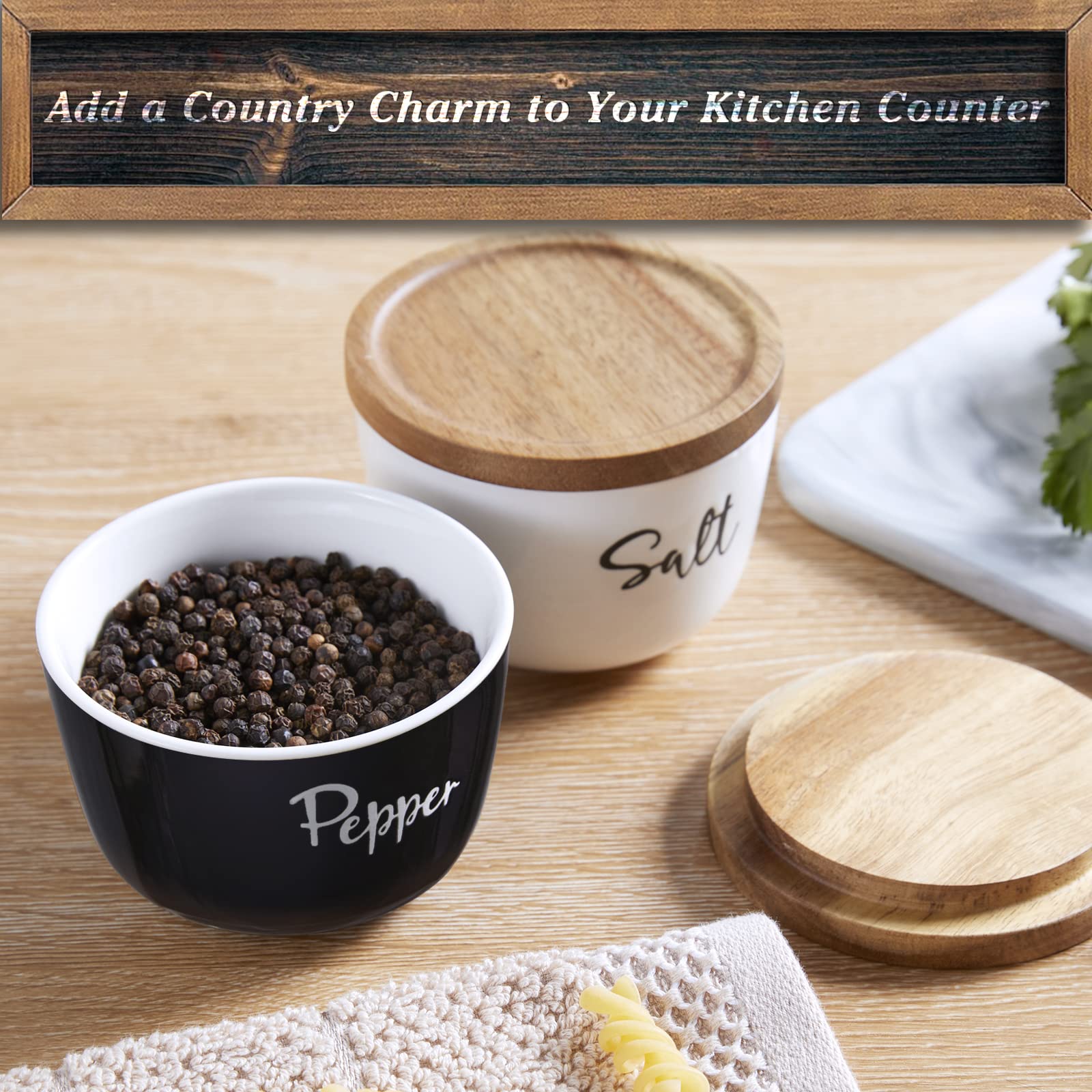 DAYYET tapa de madera acacia para olla de sal y pimienta, mantiene la frescura.