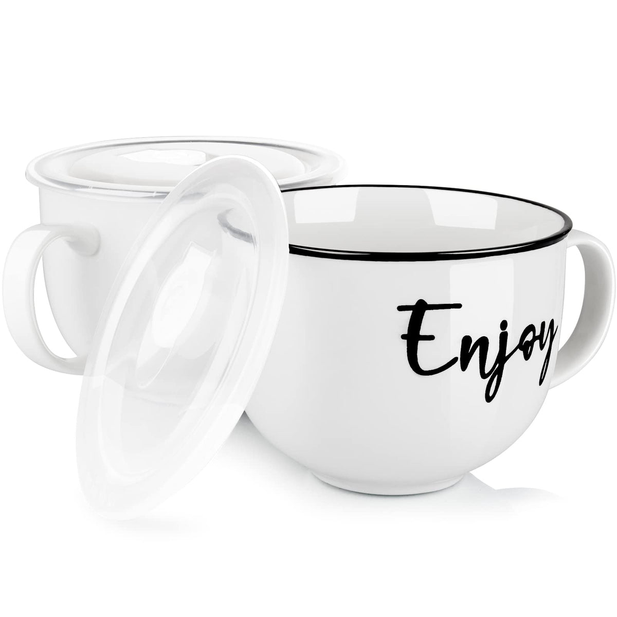Taza DAYYET para sopa con asas y tapa ventilada mantiene caliente