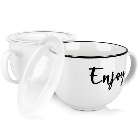 Taza DAYYET para sopa con asas y tapa ventilada mantiene caliente