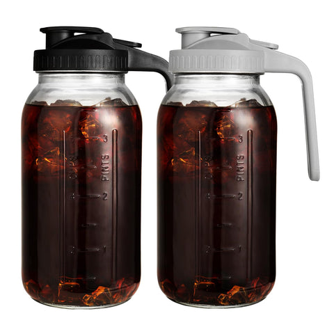 DAZHICN jarra de vidrio 64oz con tapa para enfriar bebidas en la nevera