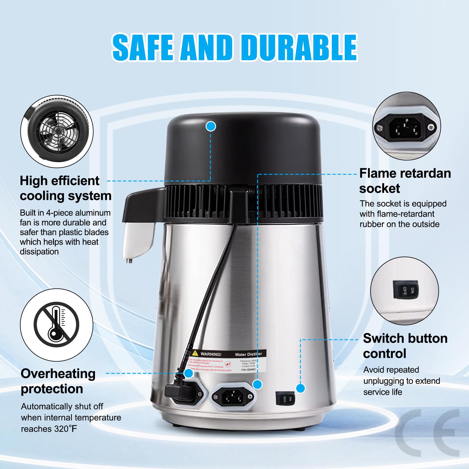 DC HOUSE vaso de vidrio para recolectar agua destilada limpia.