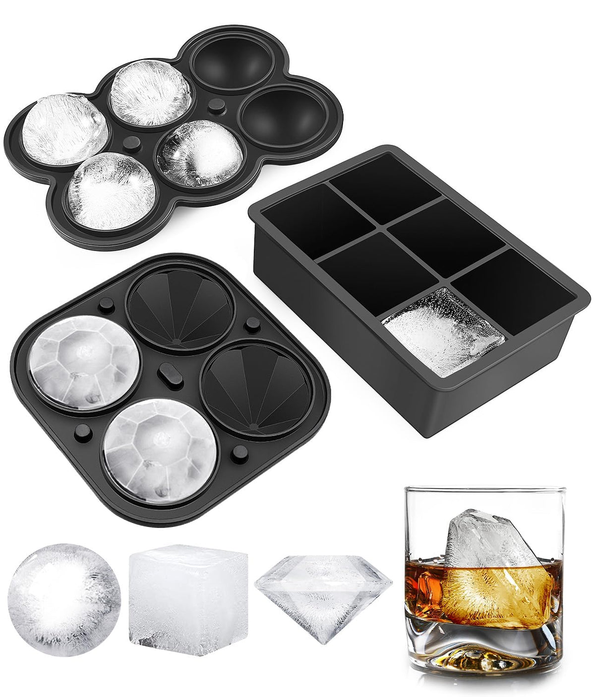 Bandeja DclobTop de hielo seis bolas con tapa, ideal para enfriar cócteles sin dilución.