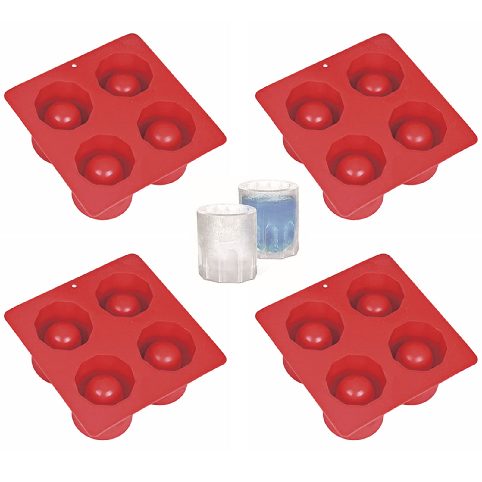 DD-life moldes de silicona para chupitos rojos, 4 cavidades, fáciles de desmoldar.