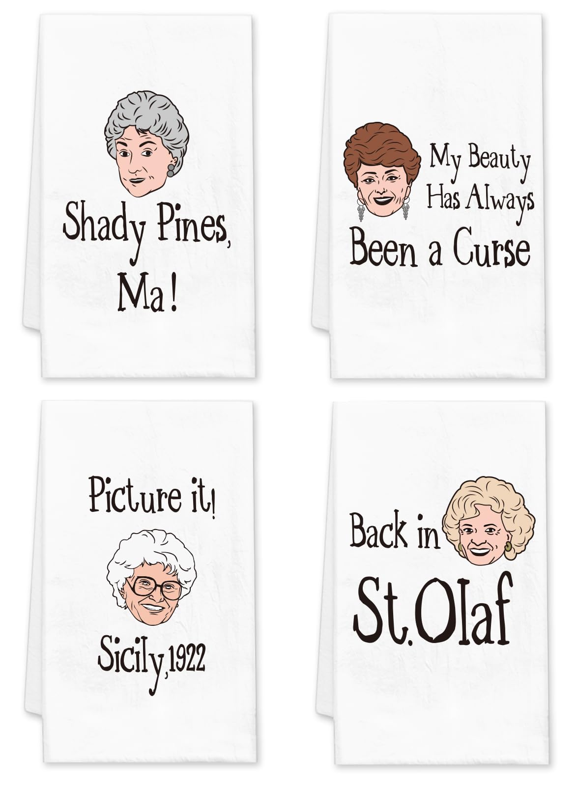 Toallas de la marca DDDDXO Golden Girls con diseños decorativos para secar platos
