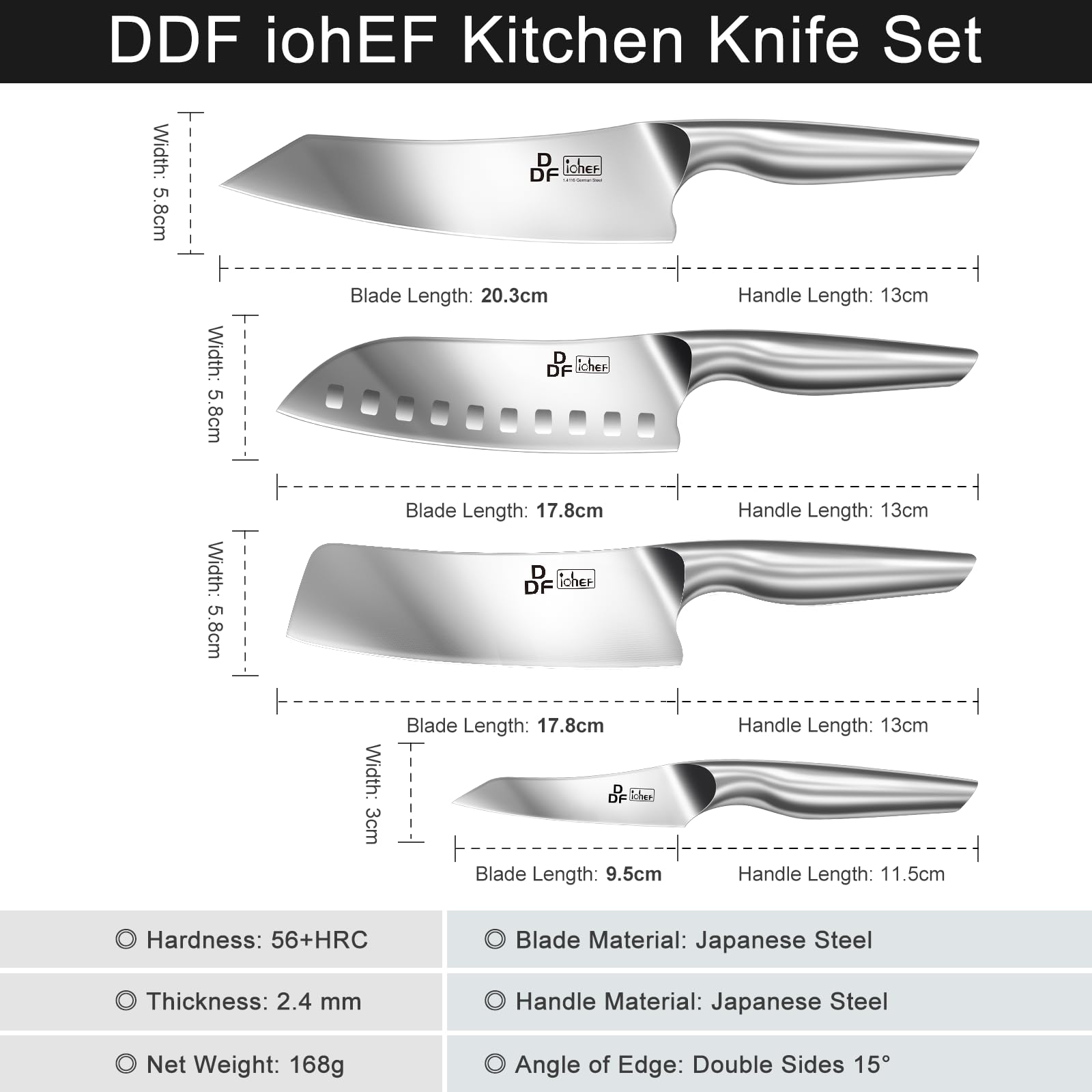 Cuchillo nakiri DDF iohEF precisión para verduras y hortalizas