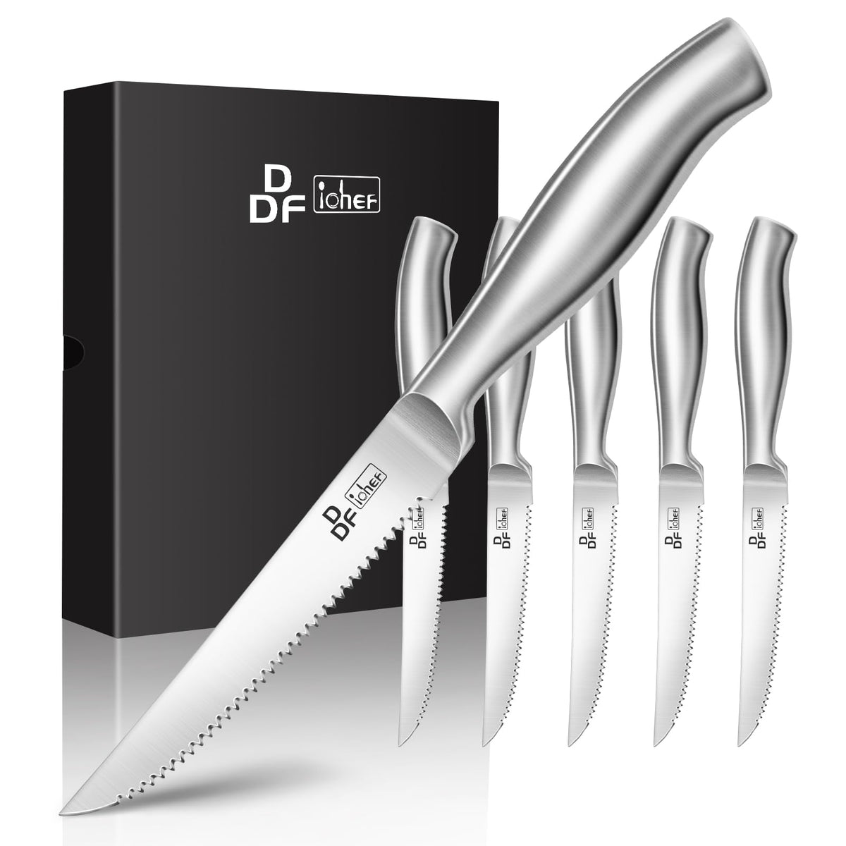 Set de 6 cuchillos de filete DDF iohEF, ideal para carnes tiernas