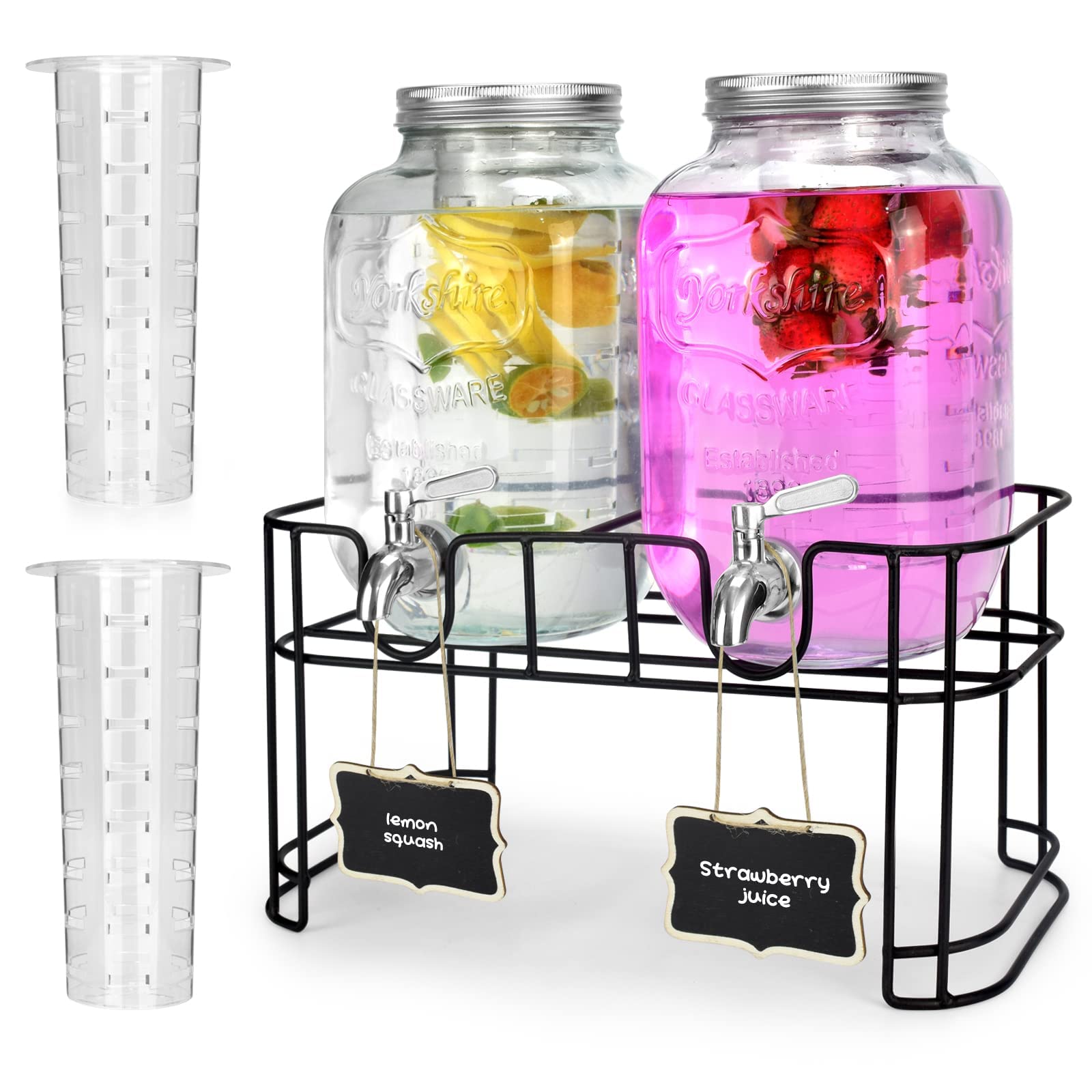 Dispensador DD&HAPP de vidrio 1 galón con soporte para fiestas.