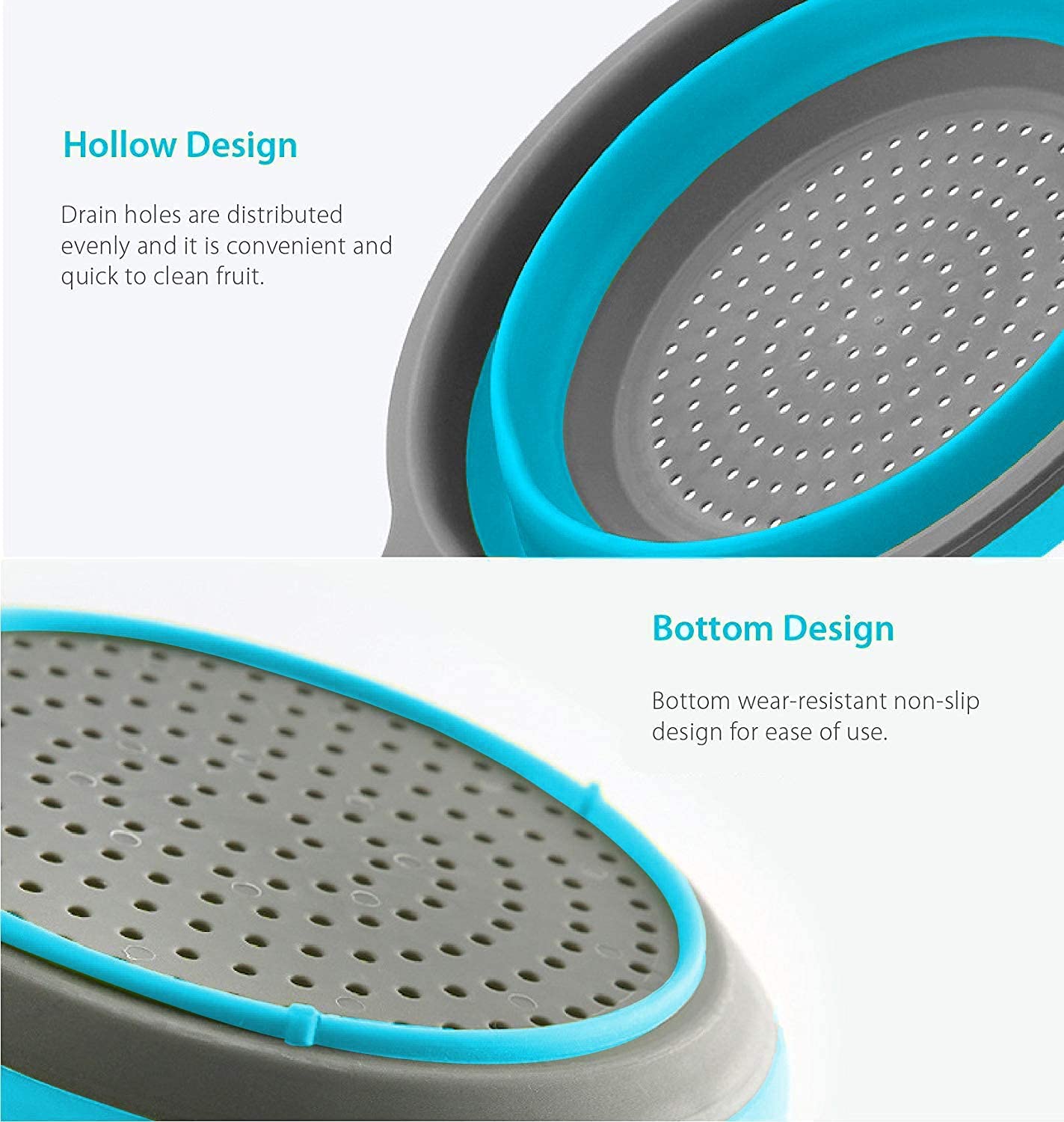ddLUCK colador plegable azul para camping, ahorro de espacio.