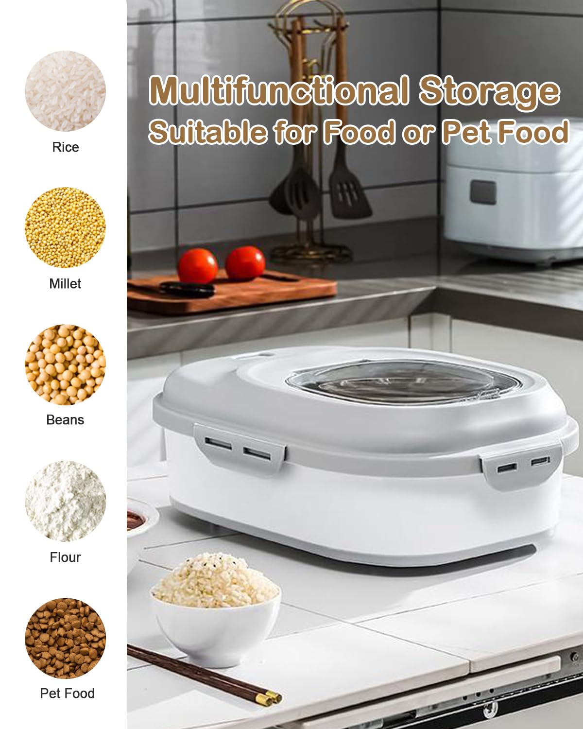 DDMOMMY dispensador alimentos seguro mantiene protegidos los productos.