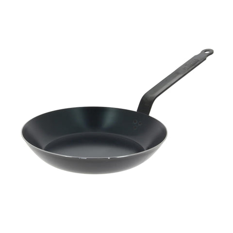 Sartén de Buyer, vista frontal, ideal para sellar carnes y realzar sabor.