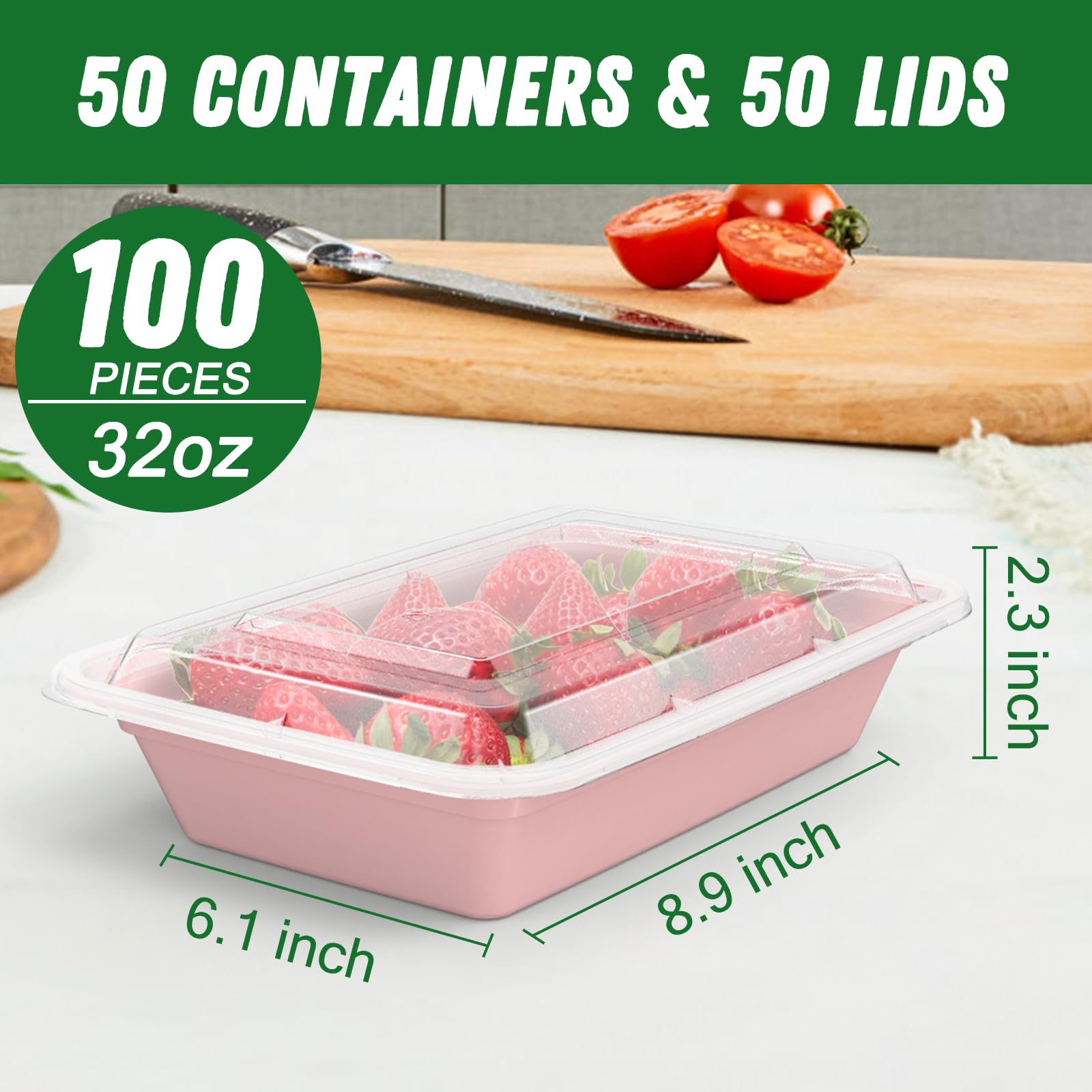 Dealusy contenedores 32oz apilables para organizar comidas semanales
