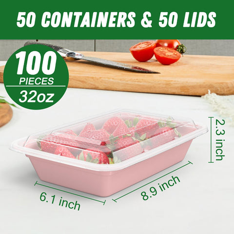 Dealusy contenedores 32oz apilables para organizar comidas semanales