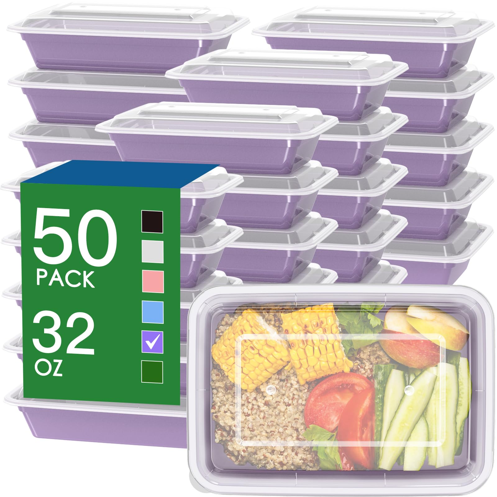 Recipientes Dealusy de 32 onzas con tapas fáciles, perfectos para preparación de comidas.