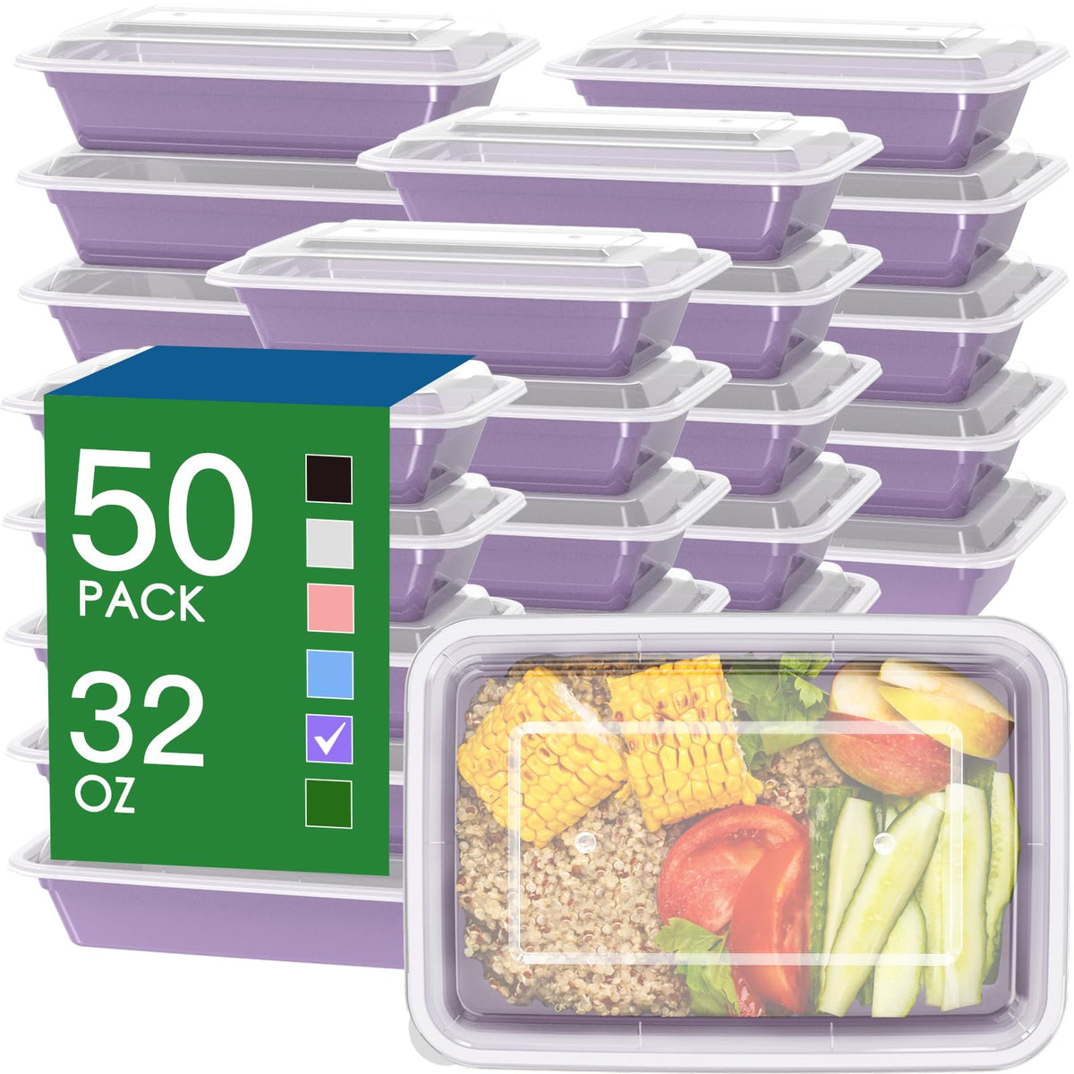 Recipientes Dealusy de 32 onzas con tapas fáciles, perfectos para preparación de comidas.
