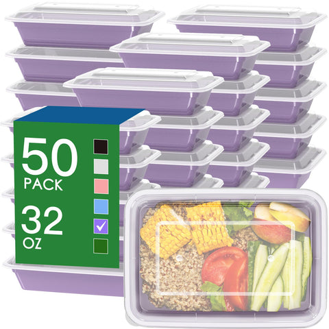 Recipientes Dealusy de 32 onzas con tapas fáciles, perfectos para preparación de comidas.
